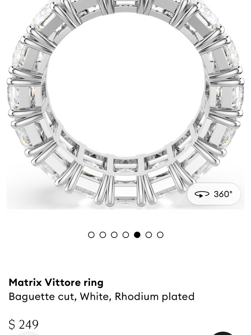 Swarovski-Matrix Vittore Baguette cut, rhodium plated-Eternity Band Ring - Picture 4 of 4